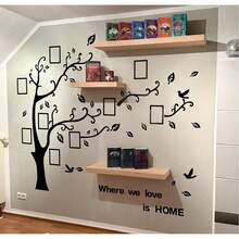 Photo Frame Tree 3D  Wall Stickers  - Genealogy Wall Decoration, Living Room Wall Decoration Wall Sticker, Large Frame Family Photo Tree Wall Sticker, 11 Pieces Photo Frame, 3D DIY Wall Sticker Wall Decoration Wall Sticker Tree Living Room Bedroom Photo Frame 138cm X 100cm Photo Wall - 黑色 - 查看 7