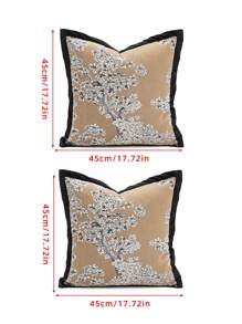1 件/2 件梅花刺绣装饰枕套，奢华雪尼尔提花面料，带信封封口，适合客厅、卧室、沙发、长沙发、床、花园和派对，四季皆宜，12 英寸 X 20 英寸，18 英寸 X 18 英寸 - 彩色 - 查看 16