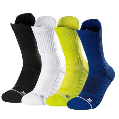 1 par/2 pares/4 pares Calcetines deportivos, calcetines para baloncesto, calcetines para correr, calcetines con fondo de toalla, absorbentes del sudor y transpirables