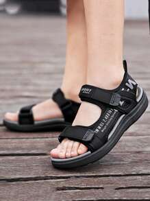 1 双轻便耐用休闲时尚钩环带运动凉鞋，适合户外、海滩、儿童活动 - 深灰色 - 查看 2