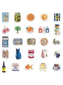 50 件地中海风格艺术贴纸 PVC 礼物卡通装饰剪贴簿笔记本电脑行李吉他水杯手机壳 DIY 贴花、学校用品、返校 - 彩色 - 查看 7