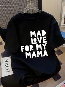 Boys Toddlers Short Sleeve Round Neck Minimalist Mother's Day Letter Print Children T-Shirt