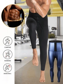 1件，2025夏季男士塑身裤，欧美运动健身裤，收腰塑身裤，收腰扣式收腰裤，运动裤，9英寸裤，腰部训练器