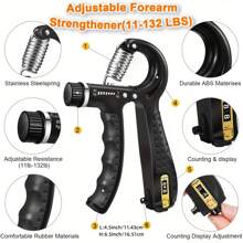5pcs Strength Trainer Kit With Finger Exerciser, Hand Grip Strengthener, Hand Extension Exerciser, Grip Ball And Forearm Workout Ring For Muscle Building - Black - View 8