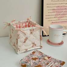 A Cute 3D Bow Storage Basket, Desk Miscellaneous Storage Basket, Waterproof Cosmetic Storage Basket, A Variety Of Brush And Skincare Storage And Organization, Desk Decoration, Cosmetic Organizer,For Back To School - Multicolor - View 7