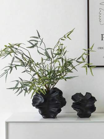 1pc Modern Art Ceramic Coral Flower Vase Home And Office Decoration Sculpture Work Bohemian Decoration Coffee Table Office Bookshelf Living Room Decoration (Black) Home Decor Back To School School Supplies Glass Vase