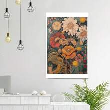 Framed Vintage Floral Print,Vintage Botanical Wall Painting,Flower Wall Art,Boho Wildflowers Poster,Floral Print Mid Century Style Wall Art For Home Apartment Living Room Dorm Wall Decor - Framed - View 3