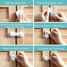 4/12 White Cabinet Door Locks - Locks For Drawer, Cupboards, Fridge, Oven, Closet, Pantry - Childproof, Tamper-Proof, Door Latch Locks