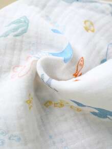 5pcs Set Floral, Whale Printed 100% Cotton Gauze Baby Bibs, Soft Gentle Burp Cloths For Infant Boys & Girls - Multicolor - View 8