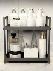 Two Tier Desktop Organizer For Bathroom Cosmetics, Vanity, And Multi-Functional Kitchen Plastic Storage