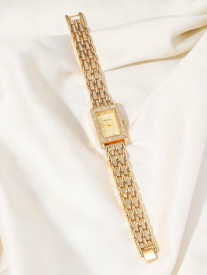 1pc Elegante Luxe Diamond ated Bracelet Horloge Women, Birthday, Holiday view 3