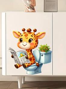 1 件家居装饰可爱搞笑卡通动物报纸阅读厕所贴纸 - 防水自粘浴室贴纸，适用于陶瓷表面，动物主题，方形，家居必备装饰贴纸，厕所装饰用品刷新您的家居房间装饰墙壁装饰浴室装饰卧室装饰房间装饰用品客厅装饰家居装饰客厅墙壁艺术墙纸贴纸个性化贴纸