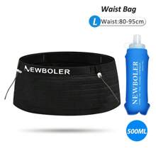 NEWBOLER Elastische Sport Hüfttasche Packung mit Startnummer Gürtel für Triathlon Marathon Radfahren Bergsteigen Hydratations Hüfttasche + 500ML weiches Wasserflasche