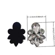 10Pcs Rhinestone Beaded Brooch Patches Applique Sew On Clothes Dress Shoes Bags Cap - Black and White - View 2