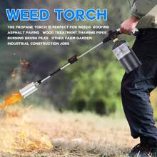 Propane Torch W-Eed Burner, High Output 1,200,000 BTU W-Eed Torch Flamethrower, 30" Detachable Long Arm Heavy Duty Blow Torch With Flame Control For Garden, Wood, Ice, Snow, Stumps, Melting - Đen và bạc - Xem 5