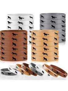 4/8/12pcs Cowboy Party Horse Rubber Bracelets Silicone Horse Race Wristbands Western Themed Horse Party Favors Decoration
