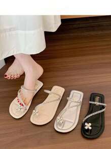 漂亮女士拖鞋夏季沙滩散步人字拖靠垫凉鞋一脚蹬室内户外