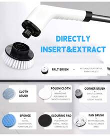Electric Spin Scrubber Cleaning Brush: Cordless Power Shower Scrubber For Cleaning Bathroom Tub Tiles Car With Long Handle| Portable E Spin Bathtub Spinning Cleaner Scrub Brush Household Use Supplies - 1 - 查看 9