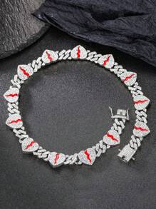 1pc Exquise gebroken hartvormige ketting, Unisex Punk Stijl Hip Hop Mode Liefdesketting Link Heren Sieraden, Multi-Layer Plating Constructie