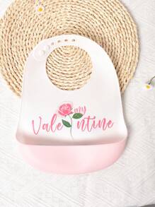 1pc Babador de bebê personalizado com estampa de flores, babador de silicone macio ajustável, antimanchas e antivazamento, presente personalizado para meninos e meninas, adequado para todas as estações