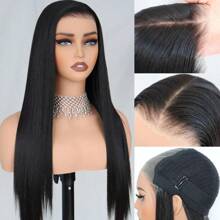Ua Hair 9x7 Glueless Synthetic Lace Front Wig Wear And Go Pre Plucked Pre Cut Straight Wig Vivid Self Growing Clean Hairline With Tiny Knots  Heat Resistant Fiber Natural No Glue Wig - 金髮女郎 - 查看 2