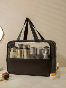 Large Capacity Waterproof Makeup Storage Bag Clear Bag Travel Wash Bag With Clear Portable Design And Double Handles - Perfect For Organizing Cosmetics And Toiletries Organizer Makeup Bag Makeup Organizer Skincare Bag Fashionable And Simple Toiletry Bag Beach Bag Cosmetic Bag For Travel Back To School Bathroom Dorm Essentials Travel Essentials Travel Accessories Travel Must Haves For Beach Summer Vacation