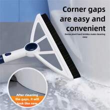 1pc Household Silicone Long Handle Floor Squeegee, Magic Broom, 2 In 1 Dual Head Magic Broom For Wiping Water, Stains, Hair On Floors, Windows, Glass, Bathroom, Walls, Cleaning Tool, Cleaning Supplies, Dorm Essential