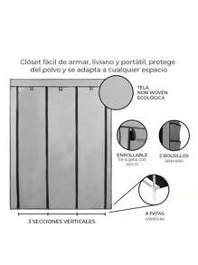 Closet Organizador Rack Ropero Repisas Armario Guardaropa - Gris - Ver 5