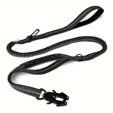 Tactical Dog Leash Heavy Duty, 4-6FT Shock Absorbing Bungee Lead With 2 Padded Handle, Metal Carabiner Clip, Car Seatbelt, Strong No Pull Leash For Medium Large X-Large Dogs, Black - Multicolor - View 20