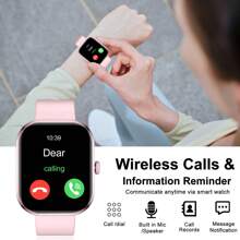 热门 2.01 英寸全屏触控智能手表，男女皆宜，通话、计步器、卡路里、多种运动模式、距离追踪、通话和久坐提醒，多功能智能手表，无线连接安卓手机