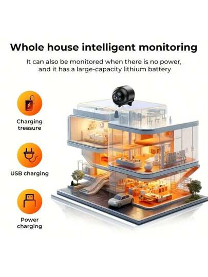 1pc High Definition Bullet Type Slimme Mini Camera, Night Vision Wireless WiFi Camera That Only Supports 2.4G Network. It Features Remote Monitoring, SD Card Exp able Memory, Indoor Network Monitoring. This Is USB Powered Home Scenarios Such As Homes, Cars, Offices, Making An Ideal Choice s, Anniversary Or Family Day s. view 7