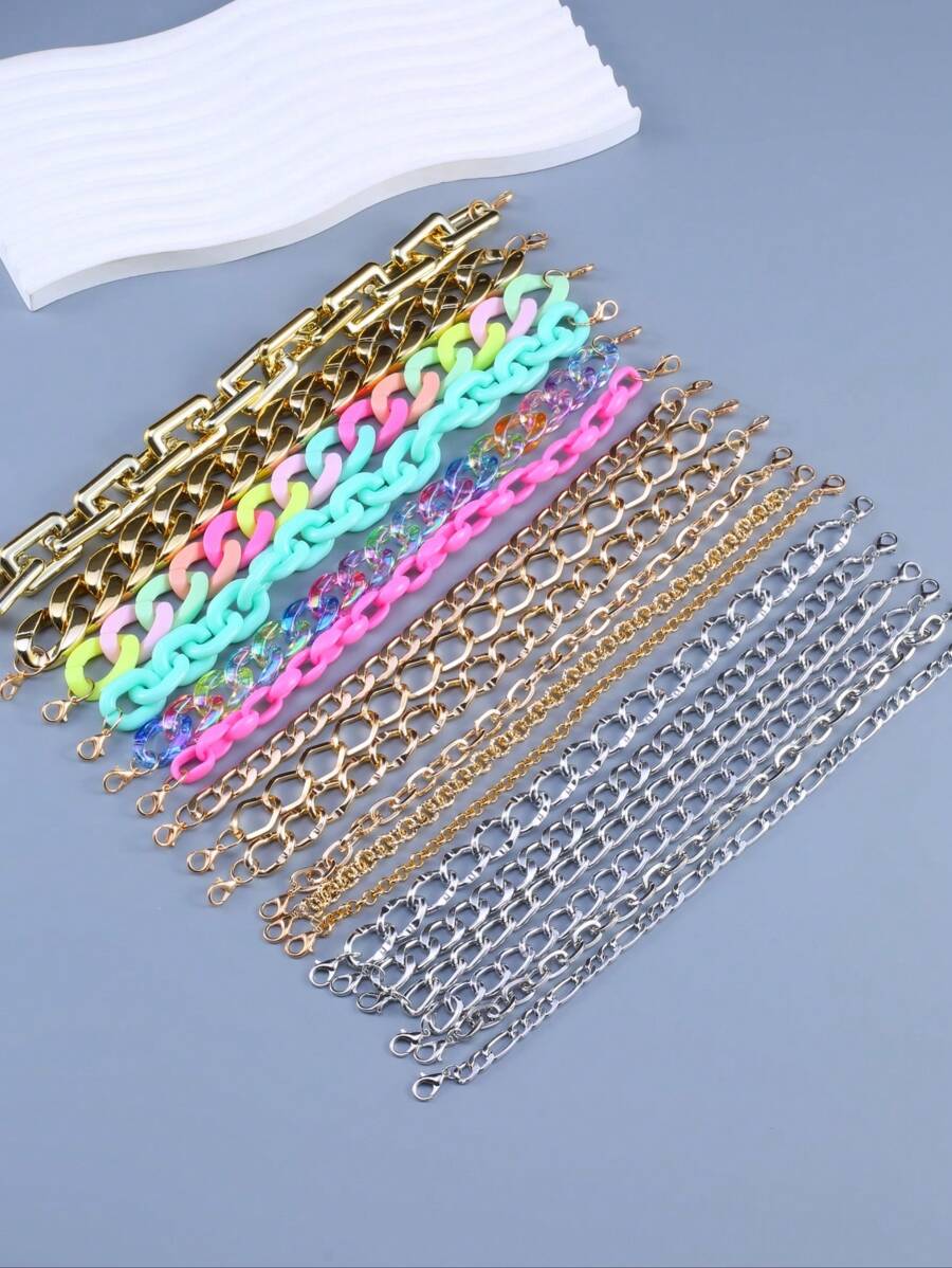 6pcs Fashion Aluminum Chain & Acrylic Chain Decorative Hat Chain (Hat Not Included, Random Mixed Colors) - Multicolor - View 1