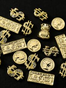 10Pcs/Pack Random Assortment Gold Coin & Dollar Money Bag 3D Nail Art Decorations Nail Supplies Nails Nail Charms Nail Gems