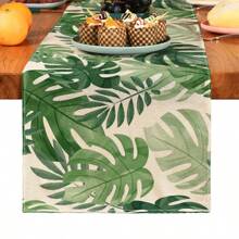 1pc Green Palm Leaf Tropical Print Table Runner, Suitable For Holidays, Parties, Birthdays, Dinners, Kitchen And Dining Room Decor, All Seasons Home And Textile Decoration - Multicolor - View 20