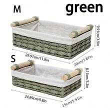 1 Stück/2 Stücke Wasserhyazinthe Korbsatz, einfache Badezimmer Aufbewahrungskörbe mit Futter, Toilettenpapierhalter Organizer mit Holzgriff, Aufbewahrungskorb für Wohndekoration