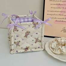 A Cute 3D Bow Storage Basket, Desk Miscellaneous Storage Basket, Waterproof Cosmetic Storage Basket, A Variety Of Brush And Skincare Storage And Organization, Desk Decoration, Cosmetic Organizer,For Back To School - Multicolor - View 18