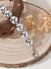 银色串珠包袋手柄链配狗扣，适合小方包和晚装包