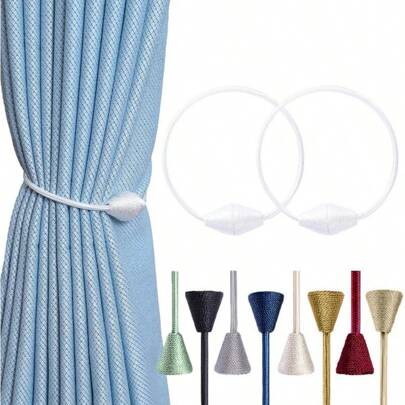 Farfallarossa Magnetiska konformade gardinband (set om 1/2/4/6), elegant vävd design i europeisk stil, enkla gardinhållare, perfekt för hem- och kontorsinredning, kombinerar praktiskhet och estetik.