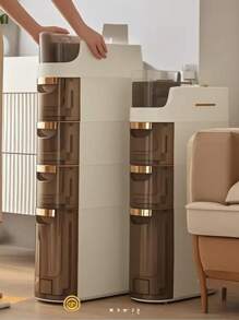 CENLEN 1pc 3/4/5 Layer Slim Plastic Large Capacity Shower Storage Cabinet Drawer Type Bathroom Storage Shelf, Narrow Corner Pull Out Storage Shelf Living Room Kitchen Supplies, Shower Storage Shelf - 白色 - 查看 2