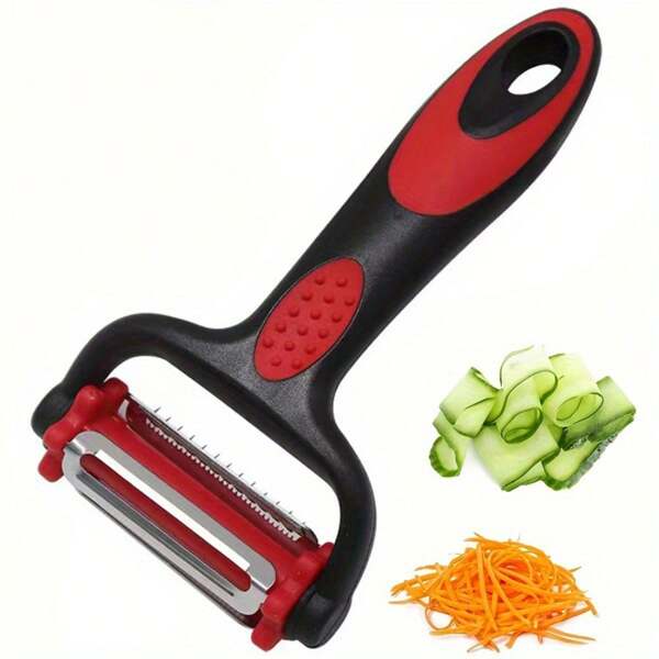 ﻿ 3-In-1 Multifunctional Fruit & Vegetable Peeler, 1PC Paring Knife, Grater & Shredder - The Ultimate Kitchen Tool! Kitchen Accessories (Black Red & Green)