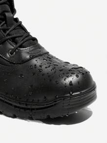 Men's Waterproof Tactical Work Boots Leather Outdoor Hiking Military - Black - View 5