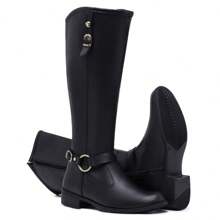 Women's Riding Boots, High Shaft, Side Zipper, Horse Riding Boot - Negro - Ver 3