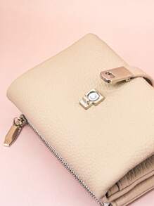 Damen Kurze Geldbörse aus PU-Material, 1 Stück Retro Weiche Tierhaut Retro Muster Patchwork Verfeinerter Knopfverschluss Großes Fassungsvermögen Multi-Kartenfächer Multifunktionale Kartenhülle Münzbörse, Junges Reißverschluss-Münzfach Klein Leicht tragbar, Geeignet als Urlaubsgeschenk