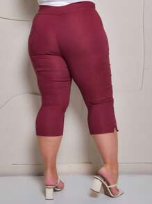 Women's Plus Size Capri Pants - Red - View 3