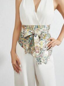 1pc Bohemian-Style Embroidered Triangle Waistband, Fashion Waist Accessory For Women, Suitable For Spring/Summer Outfits, Chinese Style Clothing, Travel, Gift, Mother's Day, Music Festivals - Green - View 1