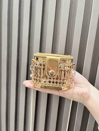 Dancing Engine Fashionable Metal Style Mini Small Woman's Bag Banquet Bag Evening Bag Crossbody Bag