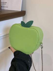 Apple Shaped PU Zipper Closure Women Daily Casual Shoulder Crossbody Bag - Multicolor - View 4