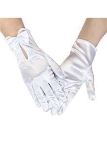 D EXCEED 1/2/4Pcs Bridal Wedding Show He Wedding Yarn Show He Retro Satin Short Chinese Style Dress Evening Short Satin Gloves, Tea Party, Bridal Wedding Gloves Accessories Fall Clothes For Women Valentine's Day Accessories - Satin Wedding Gloves - View 5