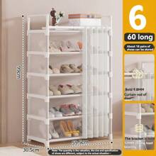 Multi-Tier Shoe Rack With Door Curtain, Easy Assembly, Simple Design, Dust-Proof, Multi-Functional, Space Saving For Dorm - White - View 5
