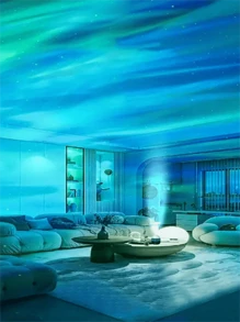 1pc LED Wave Light Projector With Remote Control, Arctic Aurora Effect, Multi-Color Adjustable, Bedroom Night Light Projector, Home Theater, Ceiling Projection, Creates Romantic & Cozy Ambiance, Versatile Decorative Projection Lamp, Suitable For Holidays